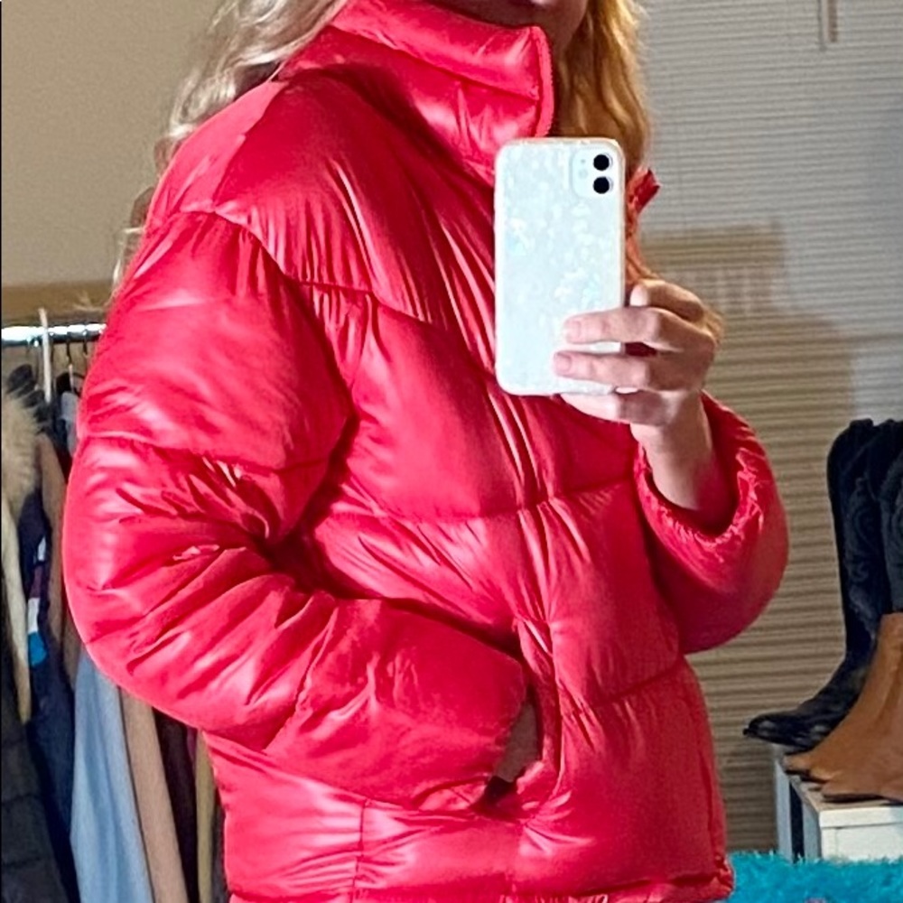 Hot Pink Cisono Puffer Jacket Coat- Size L